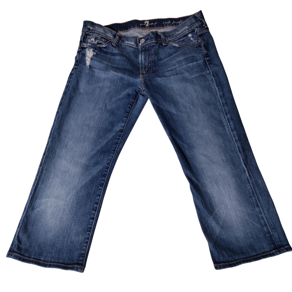 7 For All Mankind Crop Josefina Skinny Boyfriend Distressed Jean Sz 29 (32x20.5)